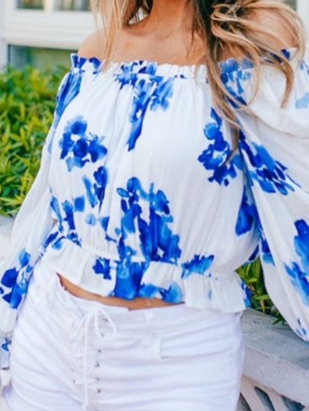 Buddy Love Constance Capri Blue & White Floral Crop Top